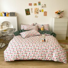 Комплект постельного белья с принтом сердце хаки Love (двуспальный-евро) (код товара: 59483)