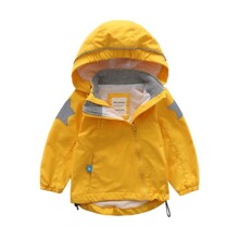 Куртка дитяча демісезонна з капюшоном однотонна Жовта оптом (код товара: 59495)