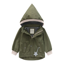 Куртка для хлопчика демісезонна з капюшоном і флісовою підкладкою Хакі оптом (код товара: 59496)