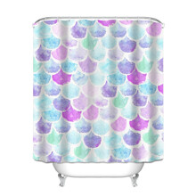 Штора для ванной с абстрактным принтом голубая с фиолетовым Divorces 180 х 180 см (код товара: 59439)