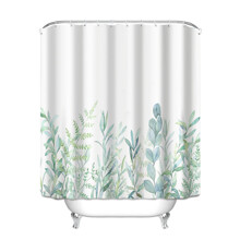 Штора для ванной с растительным принтом белая Eucalyptus 180 х 180 см оптом (код товара: 59425)