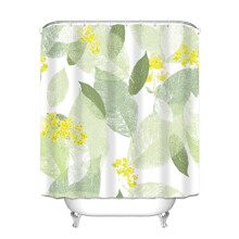 Штора для ванной с растительным принтом зеленая Yellow flowers 180 х 180 см оптом (код товара: 59441)