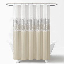 Штора для ванної декорована паєтками бежева з білим Shine 180 х 180 см (код товара: 59417)