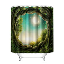 Штора для ванної із зображенням природи зелена Magic night 180 х 180 см (код товара: 59419)