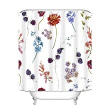 Уценка (дефекты)! Штора для ванной с цветочным принтом белая Wild flowers 180 х 180 см (код товара: 59444)