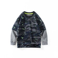 Лонгслів для хлопчика з принтом камуфляж сірий Green camouflage оптом (код товара: 59588)