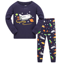 Піжама для хлопчика з довгим рукавом принтом космос синя Shuttle оптом (код товара: 59501)