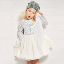 Плаття для дівчинки в смужку з довгим рукавом і зображенням зайця Forest princess оптом (код товара: 59518)