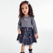 Плаття для дівчинки в смужку з довгим рукавом та квітковим принтом Butterfly (код товара: 59541)