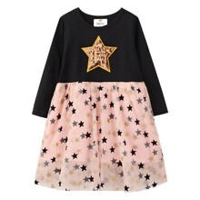 Плаття для дівчинки з довгим рукавом і зображенням зірок чорне з рожевим Starfall (код товара: 59534)