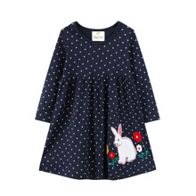 Плаття для дівчинки з довгим рукавом в горошок і зображенням зайця синє Hare (код товара: 59535)