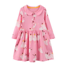 Платье для девочки с длинным рукавом и изображением балерин розовое Ballet оптом (код товара: 59531)