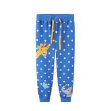 Штаны для девочки с изображением жирафа и слона голубые Africa оптом (код товара: 59566)