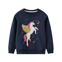 Свитшот для девочки с изображением пегаса синий Pegasus оптом (код товара: 59546)