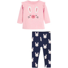 Костюм для девочки 2 в 1 с изображением кролика розовый c cиним Funny оптом (код товара: 59617)