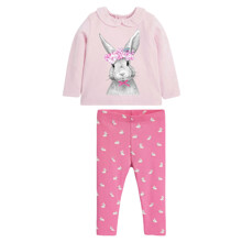 Костюм для дівчинки 2 в 1 із зображенням кролика рожевий Bunnies оптом (код товара: 59614)