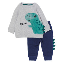 Костюм для мальчика  2 в 1 с изображением динозавра синий c серым Roar оптом (код товара: 59601)