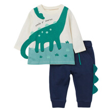 Костюм для мальчика 2 в 1 с изображением динозавра синий Smile оптом (код товара: 59600)