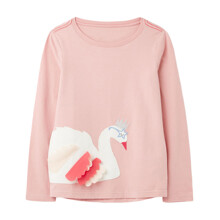 Лонгслив для девочки с изображением лебедя розовый Swan Princess оптом (код товара: 59648)