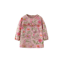 Плаття для дівчинки з довгим рукавом і квітковим принтом рожеве Hares in flowers (код товара: 59690)