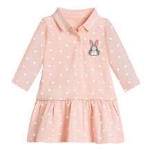 Плаття для дівчинки з коміром поло, принтом серце та зображенням зайця рожеве Heart оптом (код товара: 59669)