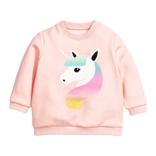 Свитшот для девочки с изображением единорога персиковый Rainbow unicorn оптом (код товара: 59657)