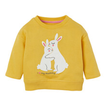 Свитшот для девочки с изображением зайцев желтый I love my mummy (код товара: 59659)