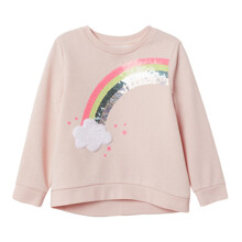 Свитшот для девочки с пайетками и изображением радуги розовый Magic sky оптом (код товара: 59665)