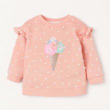 Свитшот для девочки в горох с изображением мороженного персиковый Ice cream оптом (код товара: 59656)