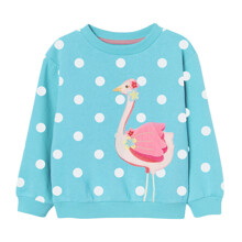 Світшот для дівчинки в горох із зображенням птиці блакитний Pink ostrich оптом (код товара: 59661)