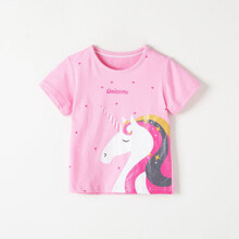 Футболка для дівчинки із зображенням єдинорога рожева Unicorns оптом (код товара: 59712)