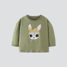 Лонгслив для девочки с изображением зайца зеленый Bunny (код товара: 59701)