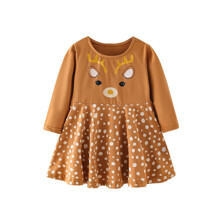 Плаття для дівчинки з довгим рукавом та зображенням оленя коричневе Big deer (код товара: 59704)