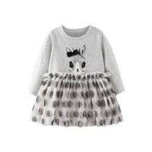 Платье для девочки с длинным рукавом и изображением зайца серое Cute bunny (код товара: 59707)