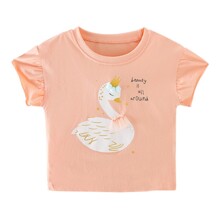 Футболка для девочки с изображением лебедя персиковая Beauty is all around (код товара: 59919)