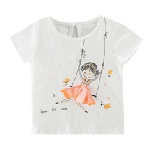 Футболка для девочки с растительным принтом и изображением девочки белая Swing (код товара: 59918)