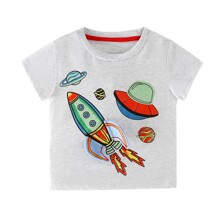 Футболка для мальчика с изображением ракеты серая In space оптом (код товара: 59910)