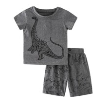Костюм для мальчика 2 в 1 с изображением динозавров серый Dino snore (код товара: 59932)