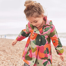 Куртка-ветровка для девочки на кнопках с капюшоном и цветочным принтом Big flowers оптом (код товара: 59937)