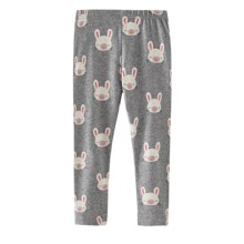Леггинсы для девочки с изображением кроликов серые White rabbits оптом (код товара: 59941)