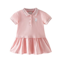 Платье для девочки с коротким рукавом и воротником поло розовое Sports style оптом (код товара: 59922)