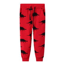 Штаны для мальчика с изображением динозавров красные Black dinosaur оптом (код товара: 59961)