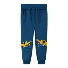 Штаны для мальчика с изображением транспорта синие Yellow tow truck оптом (код товара: 59963)