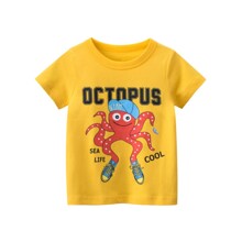 Футболка дитяча з зображенням восьминога жовта Funny Octopus оптом (код товара: 60028)