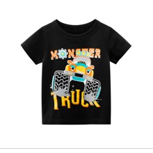 Футболка для мальчика с изображением машины черная Monster Truck оптом (код товара: 60024)