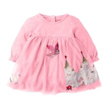 Плаття для дівчинки з довгим рукавом та зображенням замку рожеве Fairytale castle оптом (код товара: 60015)