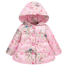 Уценка (дефекты)! Куртка для девочки демисезонная с цветочным принтом розовая Butterflies and flowers (код товара: 60041)