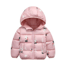 Уценка (дефекты)! Куртка для девочки демисезонная с животным принтом розовая Rabbit (код товара: 60048)