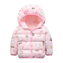 Уценка (дефекты)! Куртка для девочки демисезонная с животным принтом розовая Зайчик и сладости (код товара: 60050)
