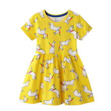 Уценка (дефекты)! Платье для девочки с животным принтом желтое Кролик с морковкой (код товара: 60090)